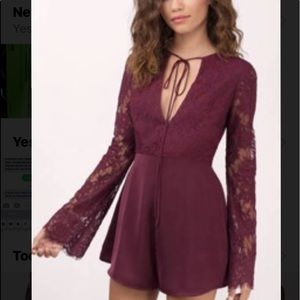 Trysta Wine Lace Romper